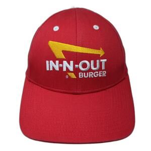 In-N-Out Burger Baseball Cap Red L Flexfit Embroidered Logo White Eyelets Hat